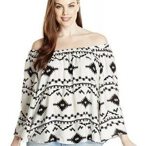 BB Dakota 1X Adal Symbol Printed Off Shoulder Top